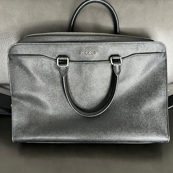 NWT Coach black leather briefcase or laptop bag - Picture 1 of 4